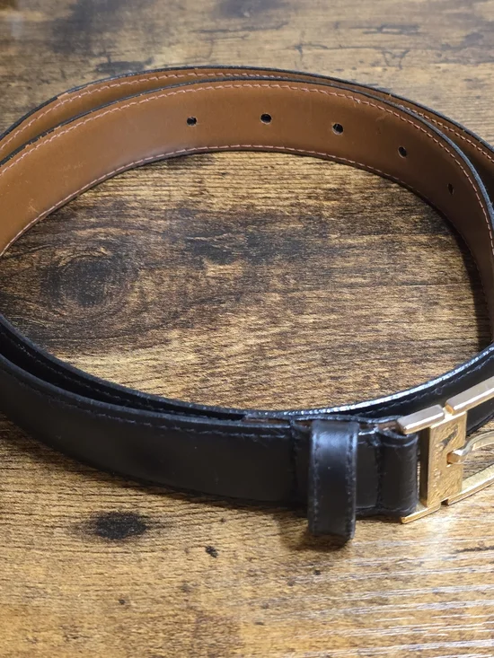 Dior Black Leather Men's Belt with Gold Buckle - Picture 5 of 16